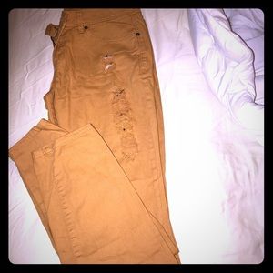 FOREVER 21 golden ripped skinny jeans worn once!